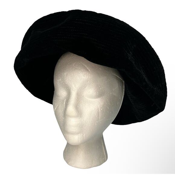 Vintage Patricia Velvet Large Rolled Brim Black Hat Grosgrain Ribbon Size 22 - Picture 2 of 10